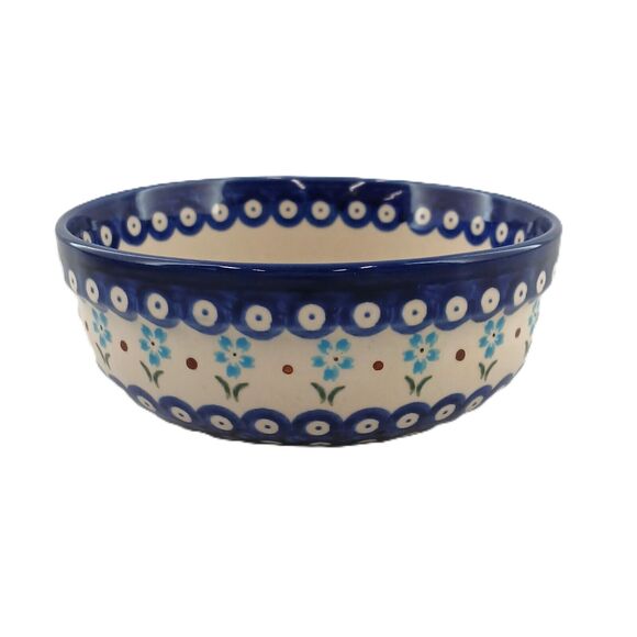 Boleslawiec Ceramic Blue Floral Bowl Soup/Cereal Handmade in Poland 9d - Picture 3 of 12